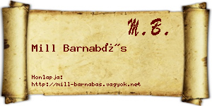 Mill Barnabás névjegykártya